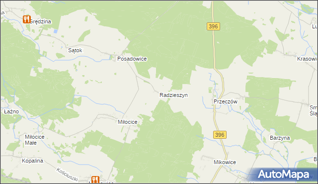 mapa Radzieszyn, Radzieszyn na mapie Targeo