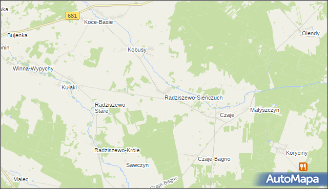 mapa Radziszewo-Sieńczuch, Radziszewo-Sieńczuch na mapie Targeo