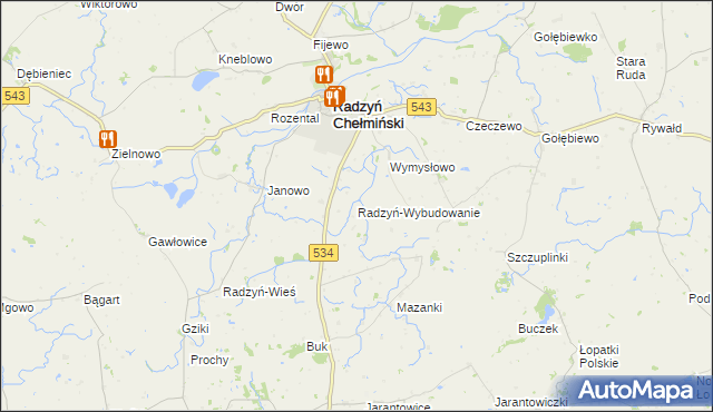 mapa Radzyń-Wybudowanie, Radzyń-Wybudowanie na mapie Targeo