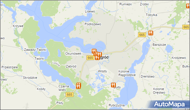 mapa Rajgród powiat grajewski, Rajgród powiat grajewski na mapie Targeo