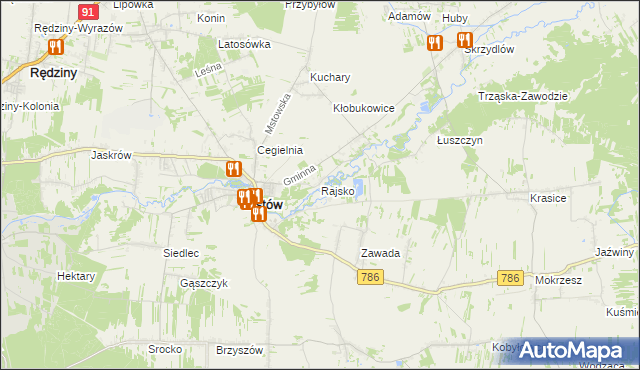 mapa Rajsko gmina Mstów, Rajsko gmina Mstów na mapie Targeo