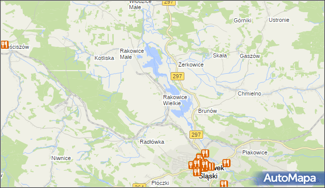 mapa Rakowice Wielkie, Rakowice Wielkie na mapie Targeo