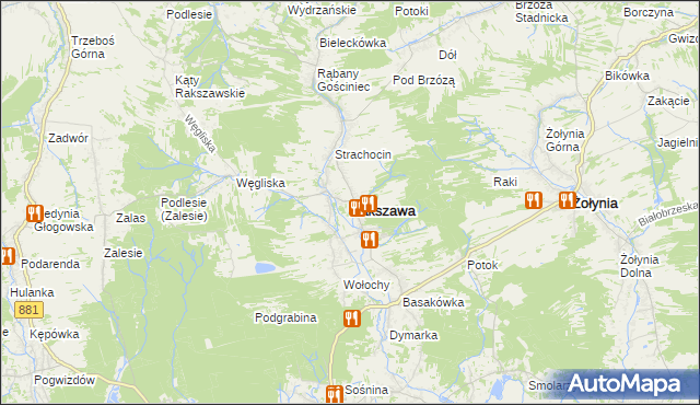 mapa Rakszawa powiat łańcucki, Rakszawa powiat łańcucki na mapie Targeo