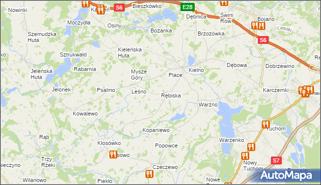 mapa Rębiska gmina Szemud, Rębiska gmina Szemud na mapie Targeo