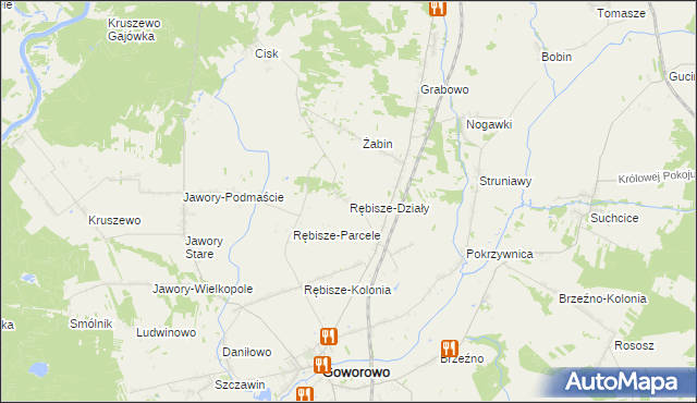 mapa Rębisze-Działy, Rębisze-Działy na mapie Targeo