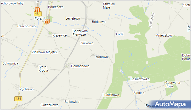 mapa Rębowo gmina Piaski, Rębowo gmina Piaski na mapie Targeo