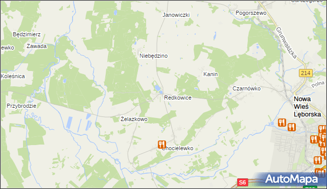 mapa Redkowice, Redkowice na mapie Targeo