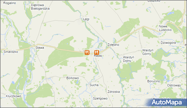 mapa Redło gmina Połczyn-Zdrój, Redło gmina Połczyn-Zdrój na mapie Targeo