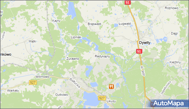 mapa Redykajny, Redykajny na mapie Targeo