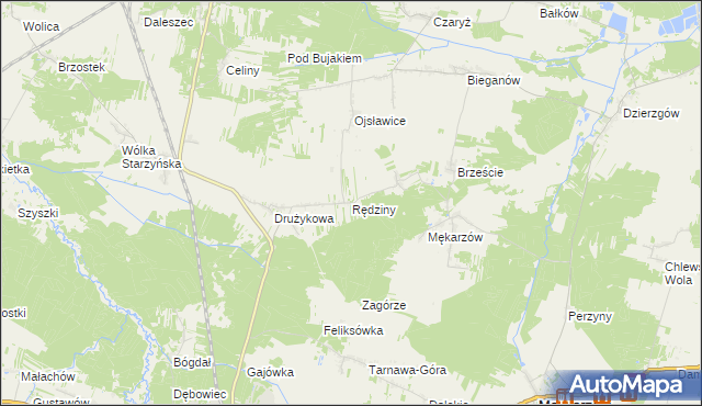 mapa Rędziny gmina Szczekociny, Rędziny gmina Szczekociny na mapie Targeo