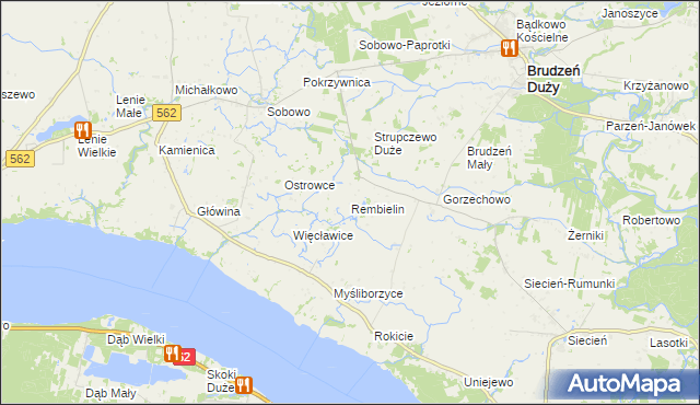 mapa Rembielin gmina Brudzeń Duży, Rembielin gmina Brudzeń Duży na mapie Targeo