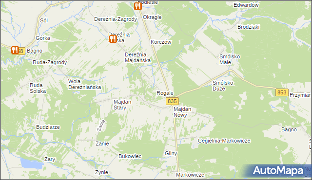 mapa Rogale gmina Księżpol, Rogale gmina Księżpol na mapie Targeo