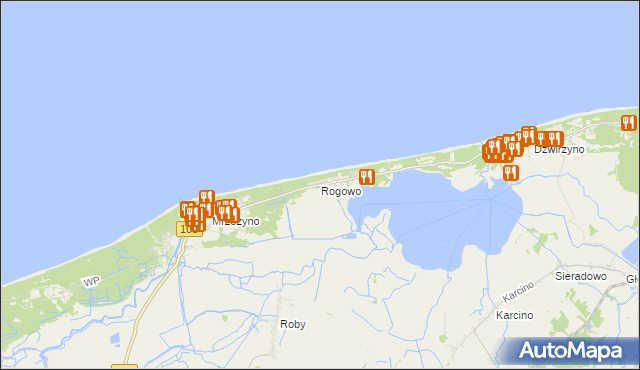 mapa Rogowo gmina Trzebiatów, Rogowo gmina Trzebiatów na mapie Targeo