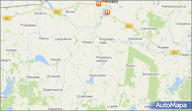 mapa Rogożajny Wielkie, Rogożajny Wielkie na mapie Targeo