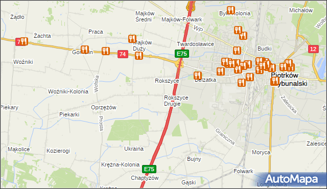 mapa Rokszyce Drugie, Rokszyce Drugie na mapie Targeo
