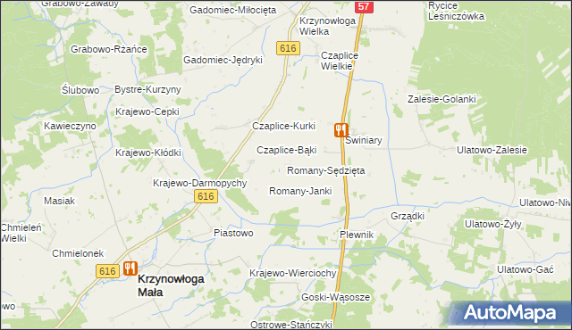 mapa Romany-Sędzięta, Romany-Sędzięta na mapie Targeo