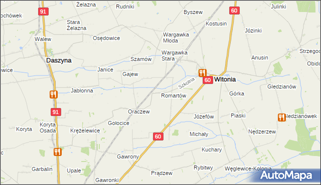 mapa Romartów, Romartów na mapie Targeo