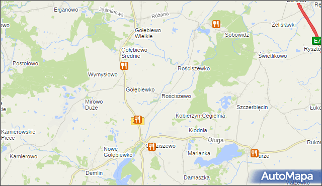 mapa Rościszewo gmina Trąbki Wielkie, Rościszewo gmina Trąbki Wielkie na mapie Targeo