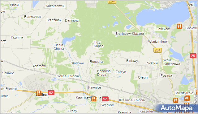 mapa Rosocha-Kolonia, Rosocha-Kolonia na mapie Targeo