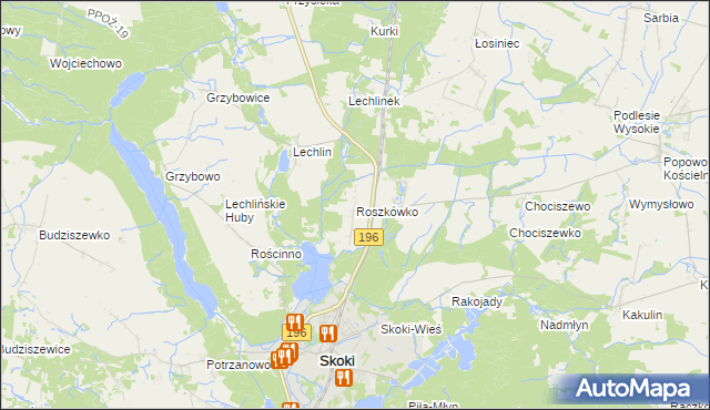 mapa Roszkówko gmina Skoki, Roszkówko gmina Skoki na mapie Targeo