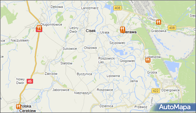mapa Roszowicki Las, Roszowicki Las na mapie Targeo