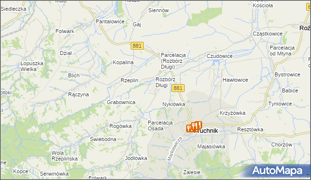 mapa Rozbórz Okrągły, Rozbórz Okrągły na mapie Targeo