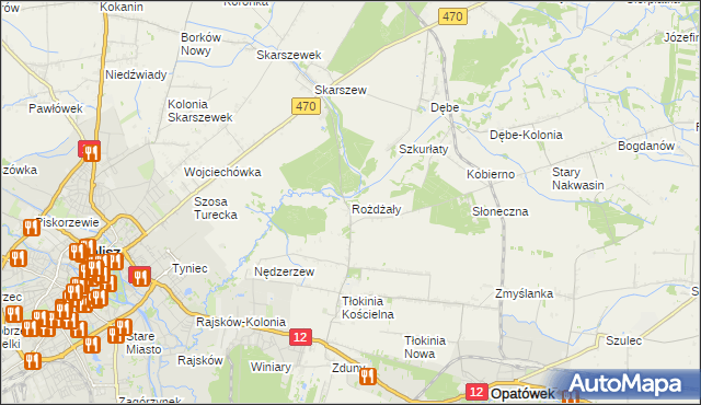 mapa Rożdżały gmina Opatówek, Rożdżały gmina Opatówek na mapie Targeo