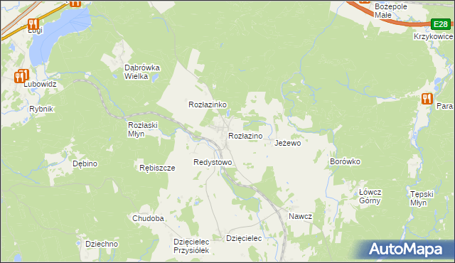 mapa Rozłazino gmina Łęczyce, Rozłazino gmina Łęczyce na mapie Targeo