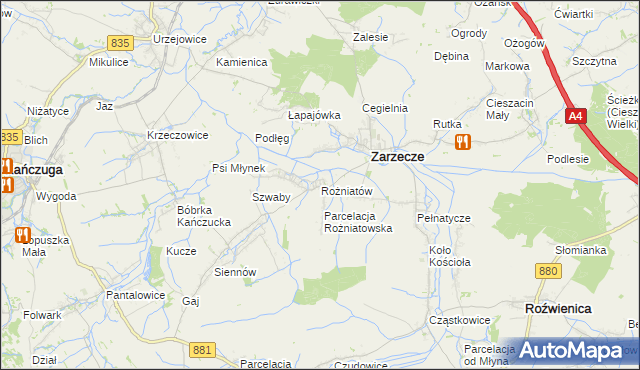 mapa Rożniatów gmina Zarzecze, Rożniatów gmina Zarzecze na mapie Targeo