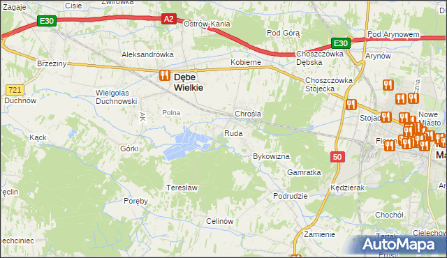 mapa Ruda gmina Dębe Wielkie, Ruda gmina Dębe Wielkie na mapie Targeo