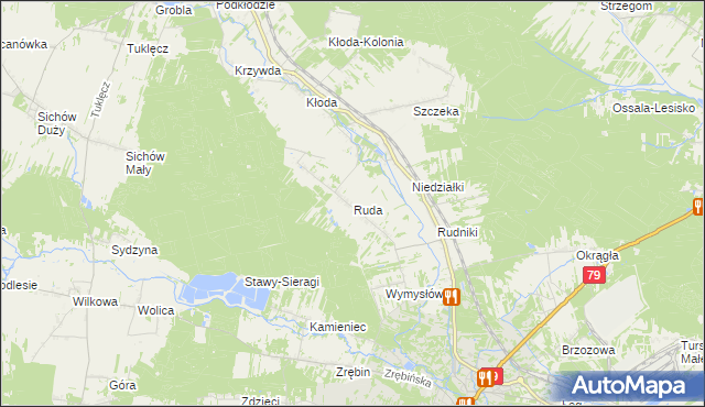 mapa Ruda gmina Rytwiany, Ruda gmina Rytwiany na mapie Targeo