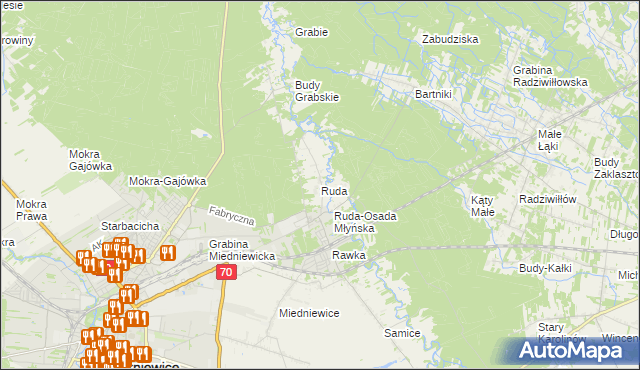 mapa Ruda gmina Skierniewice, Ruda gmina Skierniewice na mapie Targeo