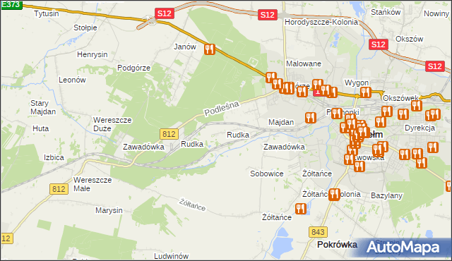 mapa Rudka gmina Chełm, Rudka gmina Chełm na mapie Targeo