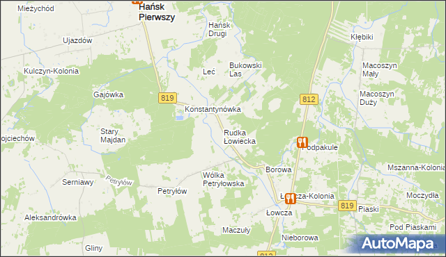mapa Rudka Łowiecka, Rudka Łowiecka na mapie Targeo
