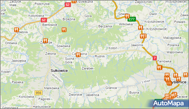 mapa Rudnik gmina Sułkowice, Rudnik gmina Sułkowice na mapie Targeo