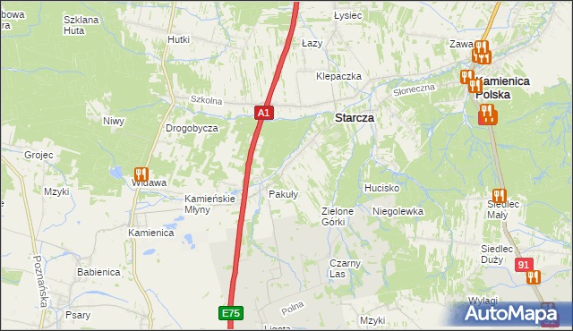 mapa Rudnik Mały gmina Starcza, Rudnik Mały gmina Starcza na mapie Targeo