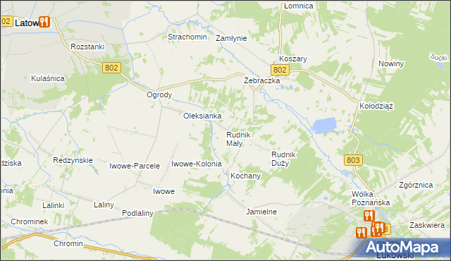 mapa Rudnik Mały gmina Wodynie, Rudnik Mały gmina Wodynie na mapie Targeo