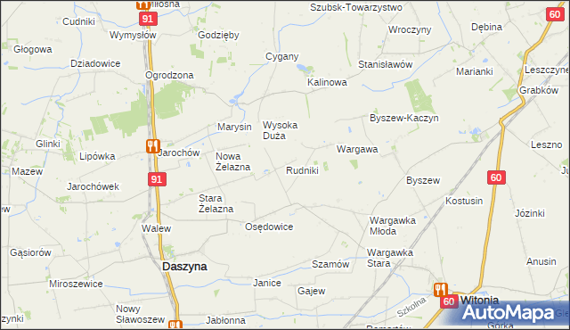 mapa Rudniki gmina Witonia, Rudniki gmina Witonia na mapie Targeo