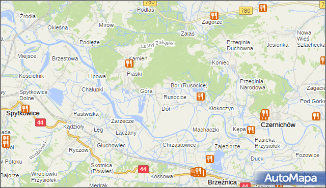 mapa Rusocice gmina Czernichów, Rusocice gmina Czernichów na mapie Targeo