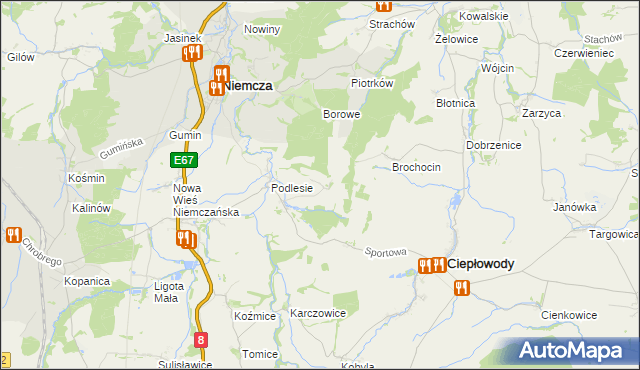 mapa Ruszkowice gmina Niemcza, Ruszkowice gmina Niemcza na mapie Targeo