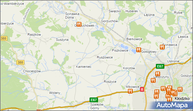 mapa Ruszowice gmina Kłodzko, Ruszowice gmina Kłodzko na mapie Targeo