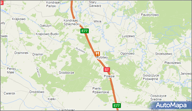 mapa Rybitwy gmina Baboszewo, Rybitwy gmina Baboszewo na mapie Targeo