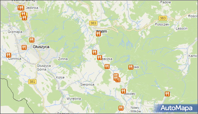 mapa Rzeczka gmina Walim, Rzeczka gmina Walim na mapie Targeo