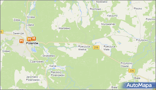 mapa Rzeczyca Wielka, Rzeczyca Wielka na mapie Targeo