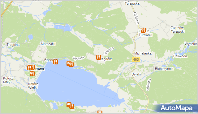 mapa Rzędów gmina Turawa, Rzędów gmina Turawa na mapie Targeo