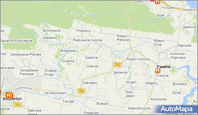 mapa Rzepinek gmina Pawłów, Rzepinek gmina Pawłów na mapie Targeo