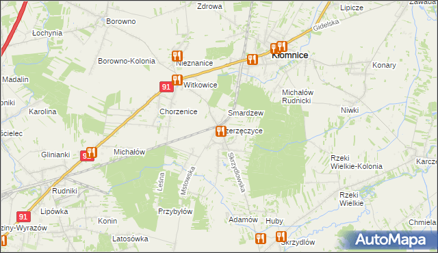 mapa Rzerzęczyce, Rzerzęczyce na mapie Targeo