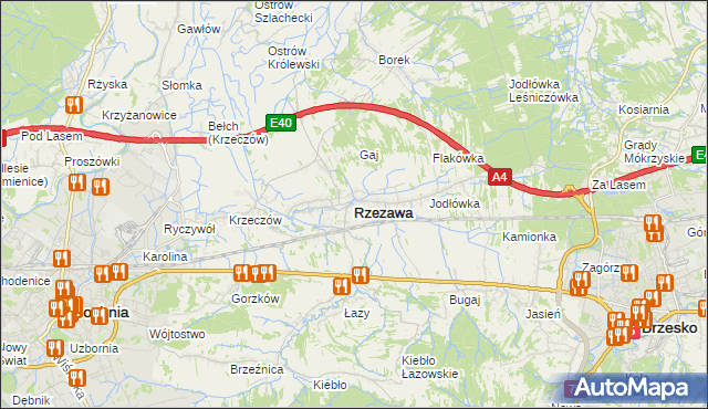 mapa Rzezawa, Rzezawa na mapie Targeo