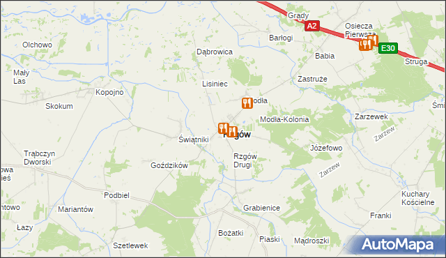 mapa Rzgów powiat koniński, Rzgów powiat koniński na mapie Targeo