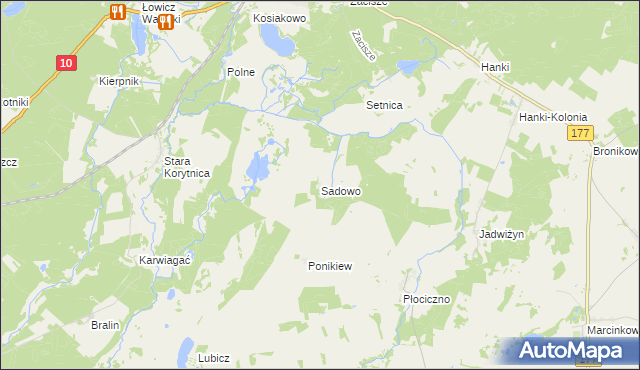 mapa Sadowo gmina Mirosławiec, Sadowo gmina Mirosławiec na mapie Targeo